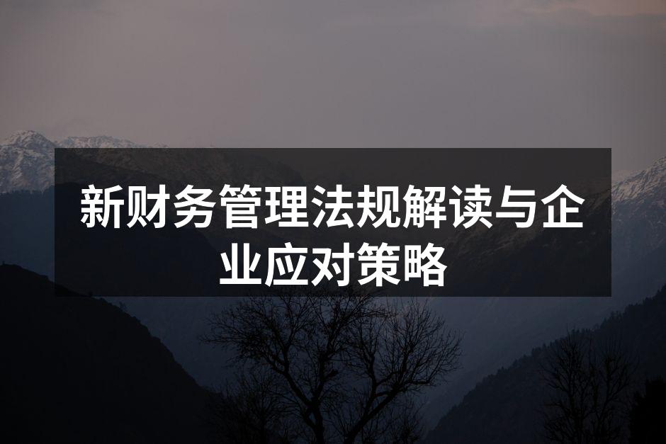 新财务管理法规解读与企业应对策略